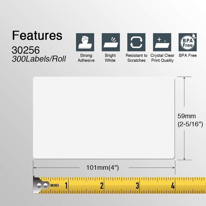 BETCKEY - Compatible DYMO 30256 (2-5/16" x 4") Shipping Labels, Perforated, Compatible with DYMO Labelwriter 450, 4XL, Rollo & Zebra Desktop Printers [16 Rolls/4800 Labels] - Image 2